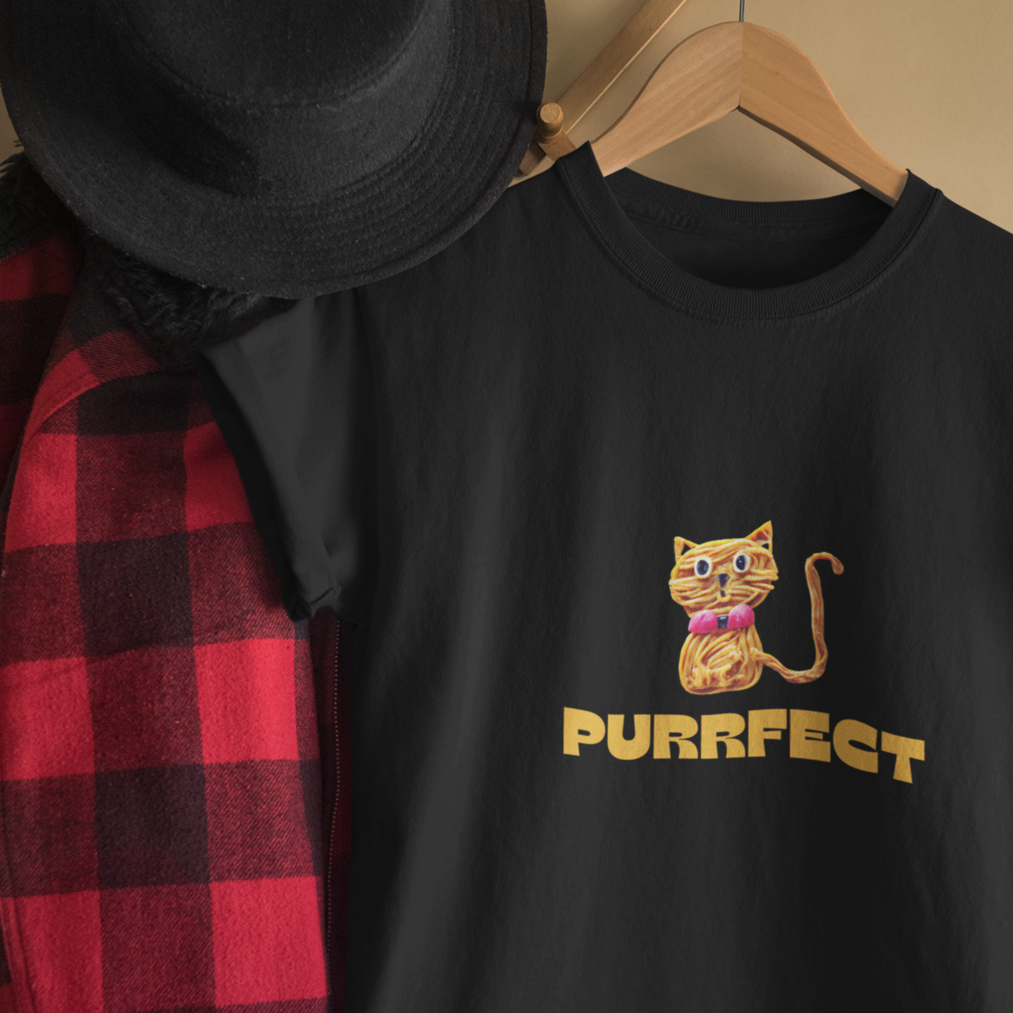 Ramen Art Purrfect T-Shirt - Cute Cat Made of Noodles