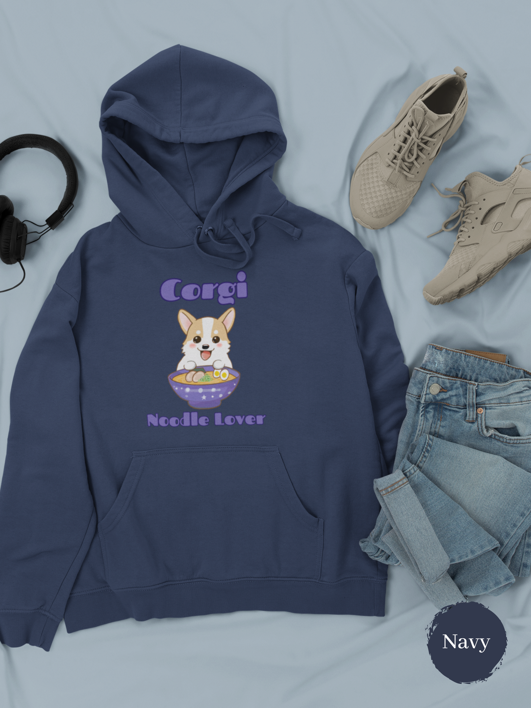 Ramen Hoodie: Corgi Noodle Lover with Ramen Art and Asian Food Vibes, Perfect for Foodie Hoodies and Pun Hoodies Fans