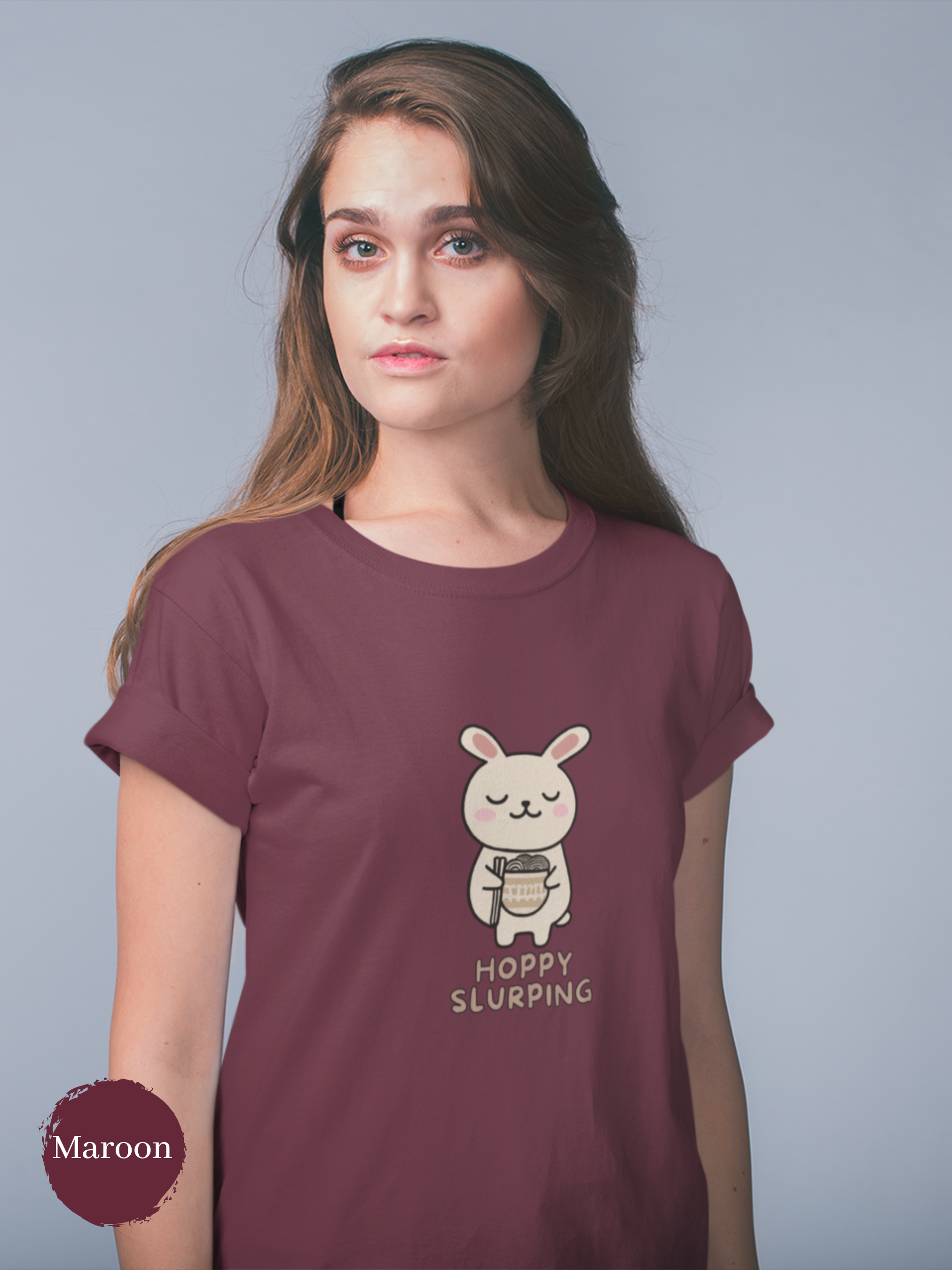 Ramen T-Shirt: Hoppy Slurping Japanese Foodie Shirt with Cute Bunny and Ramen Art