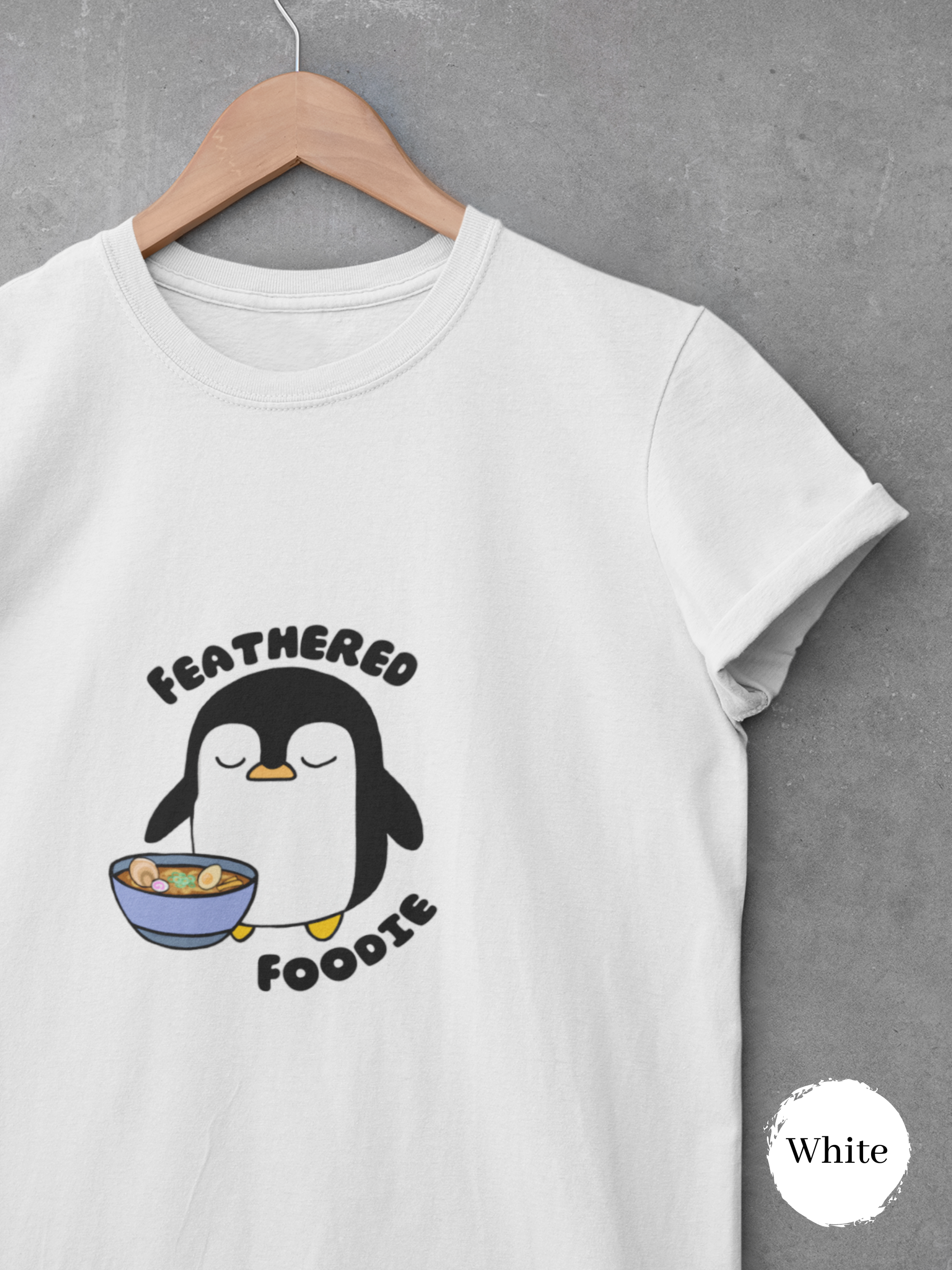 Ramen T-shirt: Japanese-Inspired Foodie Shirt with Feathered Foodie Penguin and Ramen Art