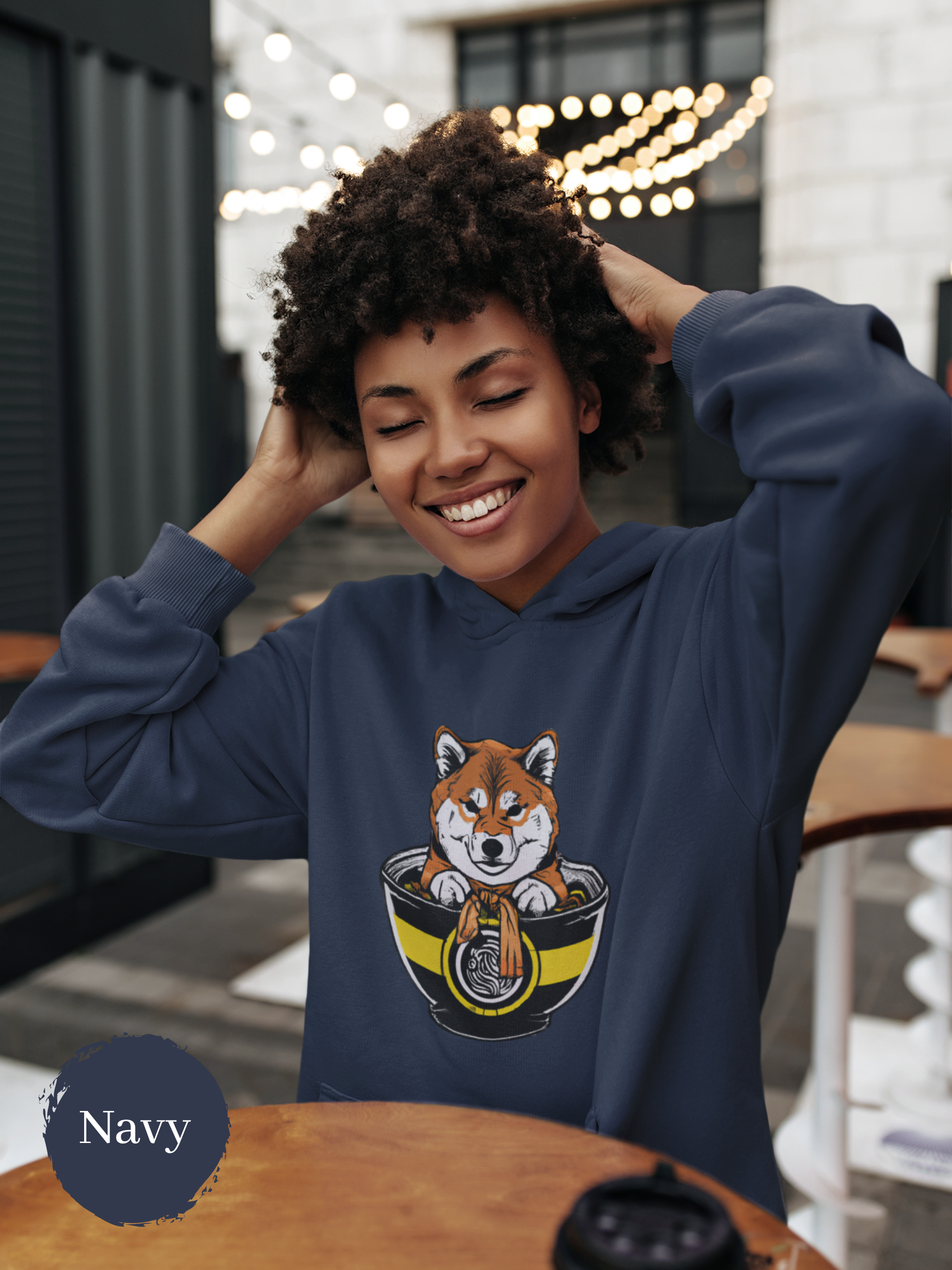 Ramen Hoodie: Grumpy Shiba Inu Guards His Noodles Asian Food Hoodie with Ramen Art and Pun Design