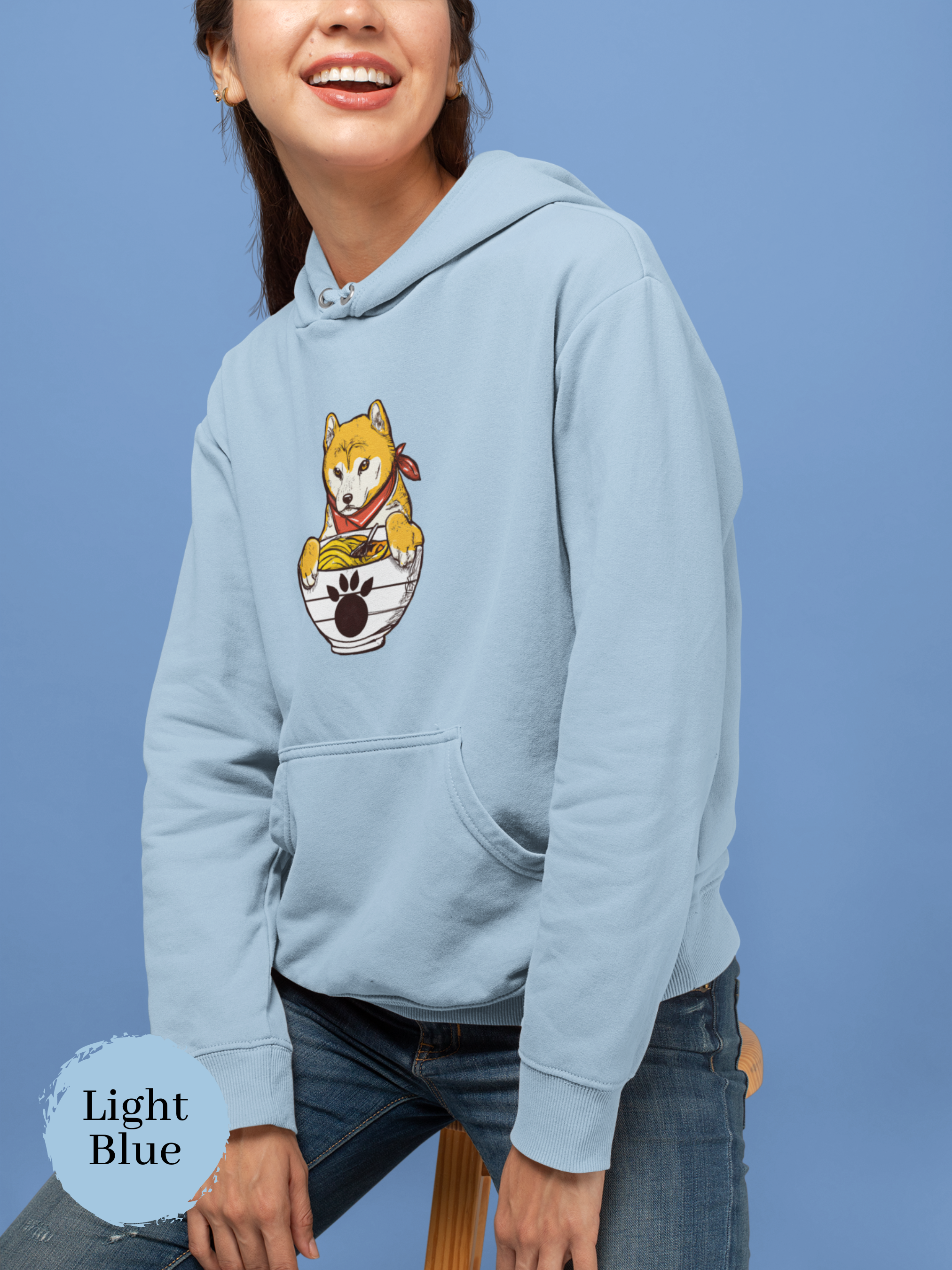 Ramen Hoodie: Shiba Inu Protecting Ramen Bowl Asian Food Hoodie Ramen Art Sweatshirt Foodie Hoodies