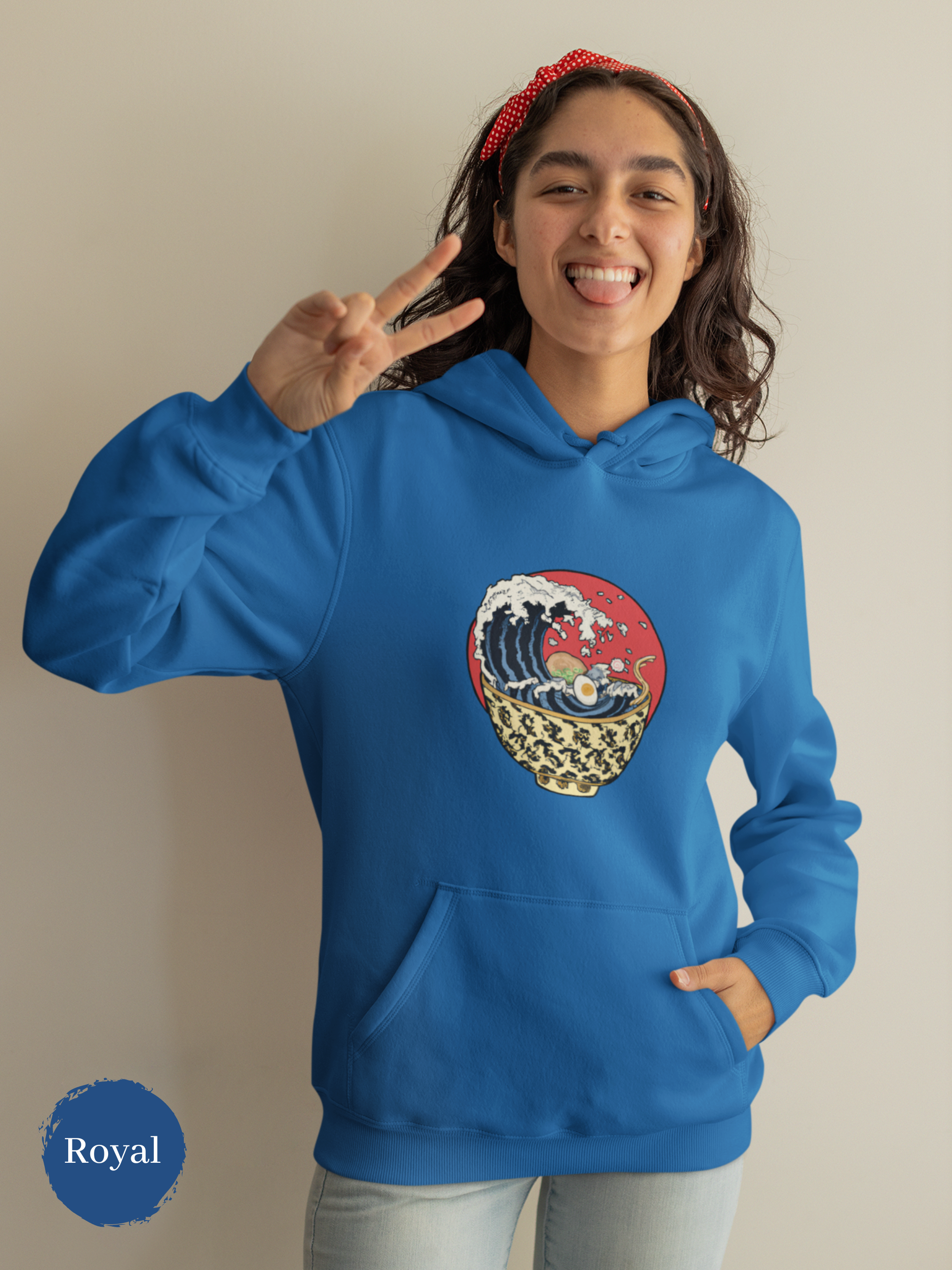 Ramen Hoodie: Hokusai Wave and Noodle Bowl - Asian-Inspired Wearable Art for Foodie Fans